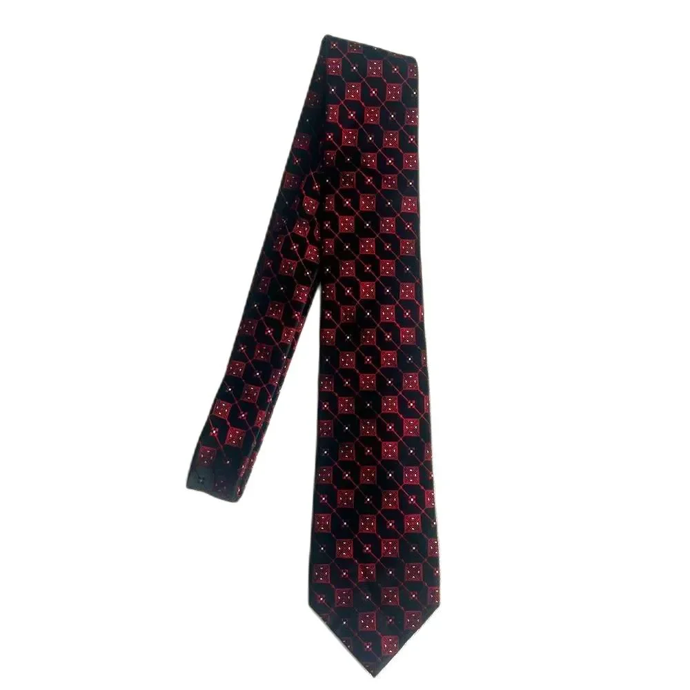 Vintage Alfani Silk Red Black Necktie Tie